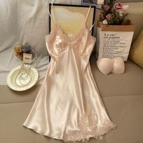 Summer Cross-Border Ice Silk V-Neck Camisole Dress with Chest Pad 2XL