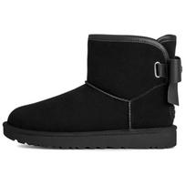 UGG Ultra Mini Bailey Leather Bow Snow Boots Women's Black Sneakers 1174494-BLK 38 juoda
