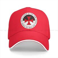 Washed Men's Baseball Cap Cross Christian Crusader Seal Motto Trucker Snapback Caps Dad Hat Knights Templar Golf Hats One Size red