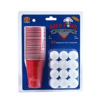 Drinking Game Set Beer Pong Bar Game Toy for w/ 24 Reusable Cups 24 Pingpong Balls for Bars Men Women Desktop Board Game 1 blue