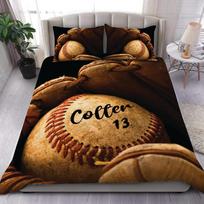 Sports Baseball Bedding Set Baseball Bat Printed Duvet Cover For Kids Boys Teens Baseball Comforter Cover Lightweight Sports EU Single(135*200cm)3pcs white