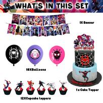 Miles Morales Žmogus-voras Gimtadienio Šventės Reikmenys apima Torto Viršus Vėliavėlę Balioną pink