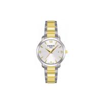 TISSOT Quartz Movement Women's Watch Silver Dial Stainless Steel Case Stainless Steel 18K Gold Strap T057.210.22.037.00 white
