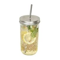 Stiklinis puodelis su dangteliu ir šiaudeliu 650 ml Didelės talpos Mason Jar puodelis ledinei kavai ir burbulinei arbatai Sandarus, daugkartinio naudojimo puodelis šaltiems gėrimams namams, biurui, kelionėms 1pc gryna