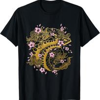 Dragon and Dragon with cherry blossom and Sakura T-Shirt(6) S