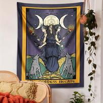 VIKAMA Tarot Hecate Tapestry Occult Witch Theme Suitable for Living Rooms Bedrooms Guesthouses Study Rooms Home Decor 74x94cm(29x37in) gray