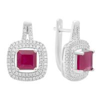 Sidabriniai auskarai su natūraliu rubinu 6.342ct, cirkoniais (2205012) rubino raudonumo spalva