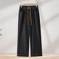 2026 Women's Casual Wide-Leg Jeans - Nine-Point Loose Straight-Leg Style for Summer 5XL (140-150 jins) juoda