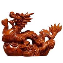 4 inches Chinese Feng Shui Dragon Statue Small Wooden Chinese Dragon Tabletop Ornaments Carved Durable Zodiac Dragon Gift