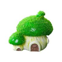 Resin Mushroom House Figurine for DIY Terrarium & Fish Tank Decor Cute Fairy Garden D green