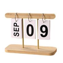 Wooden Perpetual Desk Calendar Daily Desktop Standing Flip Calendar with Day Month Display for Office Home Decor white