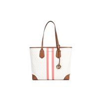MICHAEL KORS handbag Eva presbyopia all over printed logo striped letters color matching canvas mother-in-law tote bag women's style vanilla white balta