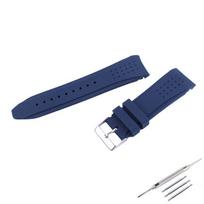 Silicone 24mm Curved End Watch Strap - Sweatproof, Waterproof Sports Band with Pin Buckle. 24mm tamsiai mėlyna spalva