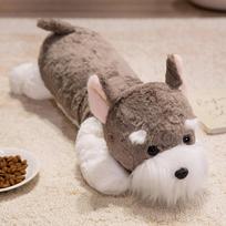Soft Schnauzer Dog Bolster Pillow - Cute Sleeping Companion for Girls & Kids 45cm-0.2kg gray