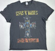 Guns N Roses Appetite For Destruction Band Tee Amplified Distressed Medium Unisex T-Shirt S gray