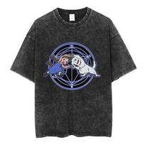 Anime Fullmetal Alchemist T Shirt Manga Fullmetal Fusion T-Shirt Men Women Fashion Casual Washed Oversized T-shirts Streetwear S įvairiaspalvis