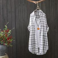 Women's Point Collar Long Sleeve Plaid Oversized Fresh Casual Shirt Tunic Blouse Lightweight Cotton Loose Long Sleeve Plaid Button Down Shirt Cardigan S balta