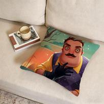 H-Hello Neighbor 2 Cushion Cover Fabric Soft Furnishing,Pillowcase, Cushion Cover, Sofa Pillow, Home Decoration Peach skin 18*18(CM)-1Pcs