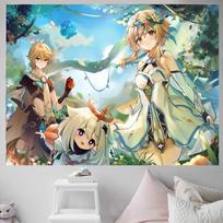 Anime Fantasy Print Tapestry Magical Girl Wall Hanging Art for Bedroom Living Room Dorm Home Background 100X70CM