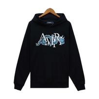 trendy brand AMRI Year of the Dragon limited letter embroidered hoodie for men and women, American high street hoodie jacket S gray
