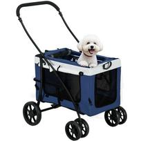Dog Buggy Pet Buggy Dog Stroller, Foldable, Removable Basket, 81 x 58 x 97.5 cm, Black + Blue + White 81 x 58 x 97.5 cm mėlyna
