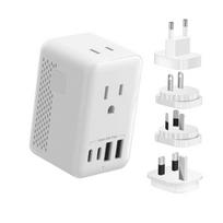 Travel Voltage Converter 220V100V Conversion AC Outlet 2 Ports + USB-C x2USB-A x2 Integrated C BF O Plug Compatible America Europe South Korea United