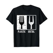 Heavy Metal Plastic Fork Funny Rock Music T Shirt Casual Stretched Slightly Unisex Top For Eve XL black