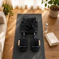 Pilates Reformer Core Bed Compact Portable Pilates Reformer Fitness Gear Curved Footboard Space-Saving black