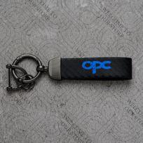 For Opel OPC LINE Logo Astra Insignia Zafira Grandland Mokka Movano Car Carbon Fiber Leather Car KeyChain Custom Key Rings Gift Ld1 gray