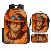 Anime kuprinės rinkinys One Piece Naruto Mokyklinė kuprinė berniukams Studentams Nešiojamo kompiuterio kuprinė Pečių krepšys Pieštukinė 3 dalių Didelės talpos Vandeniui atsparus 3pcs