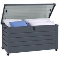 311L Galvanised Steel Garden Storage Box, with Lock - Dark Grey 120 x 62 x 66 cm