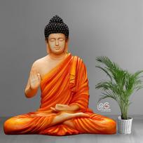 Resin Meditating Sitting Buddha, Lord Gautam Buddha Statue, Orange Color oranžinė
