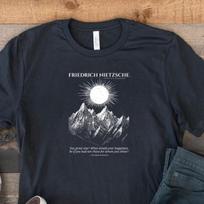Friedrich Nietzsche — Thus Spoke Zarathustra — Dark Academia Art Print — Woodcut Style Graphic Tee 150 gray