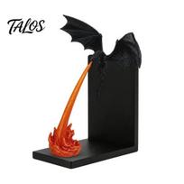 Unique Home Office Accessories Dragon Flame Book Nook Decor, 3D Printed Fire-Breathing Figurine, Glow in Functional Art for Shelves The Dark Ornament,