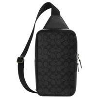 COACH Cow Leather One Shoulder Crossbody Sling Bag Small Men's Black Gray CZ397-QBMI5 One Size 1
