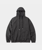 Lettercomo Multicolor Check Hooded Windbreaker Jacket Black Black/M gray