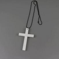 Punk Gothic Wood Cross Pendants Necklace Y2k Sweater Chain New Hip Hop Necklace  Women gray
