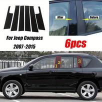 Fit For Jeep Compass 2007-2012 2013 2014 2015 Gloss Paino Black Pillar Posts Door Side Window Decor Column B C Sticker Cover juoda
