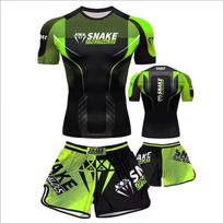MMA Training Set Mens Short Sleeve Shorts Sanda Boxing Muay Thai Combat Sports Gym Workout S black