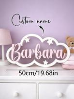 Custom Cloud Star Wooden Name Sign 3D Layered Name Plaque Baby Girl Nursery Wall Table Decor Newborn Shower Birthday Keepsake Gi 30cm white