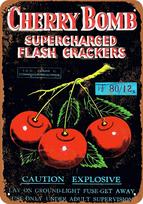 Tin Sign Cherry Bomb Supercharged Firecrackers  Vintage Metal Sign esaluminum sign 20x30cm（7.8x11.8inch） black
