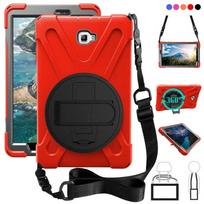 Armor Case For Samsung Galaxy Tab A 10.1 T580 T585 SM-T585 SM-T580 T580N 2016 Kickstand Hard Cover With Hands Strap Shoulder No shoulder Strap raudona