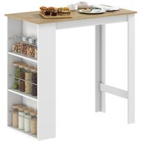 Baro stalas aukštas virtuvės stalas stovimas prekystalis 112I x 57P x 106A cm - 3 lentynos - šviesaus ąžuolo baltos spalvos išvaizda 112 x 57 x 106 cm