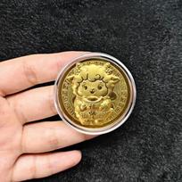 1Set 2027 Year Of The Goat Souvenir Coins Zodiac Goat Collectible Coins New Year Gift Metal Crafts Decor A1 beige