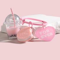 Cute Keychains Ice-cream Bubble Tea Biscuit Pink Friendship For Best Friend Women Girl Gift Jewelry Bag Charm