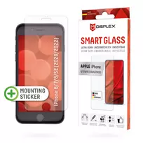 Displex Smart Glass (9H) apsauginis stiklas Apple iPhone 6/7/8/SE (2020/2022), su montavimo lipdukais, nedūžtantis, itin plonas, nematomas