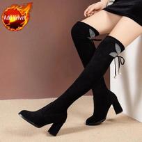 Fashion Footwear Thigh High Women's Boots Rhinestone Heels Shoes for Woman Elegant Heeled Above Over The Knee Fashion New in Sale 42 brown