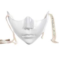 Masquerade Half Face Mask, Masquerade Deecorations Eye Cover Mouth Cover for Women Halloween Masquerade Carnivals white
