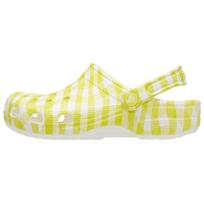 Crocs Classic Gingham Clog Daylily Comfortable Trend Hole Shoes Unisex White and Yellow 36-37 beige