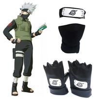 Scione Anime Animacinis Hatake Kakashi Galvos juosta Veido kaukė Pirštinės Ginklo pakuotė Cosplay rekvizitas black